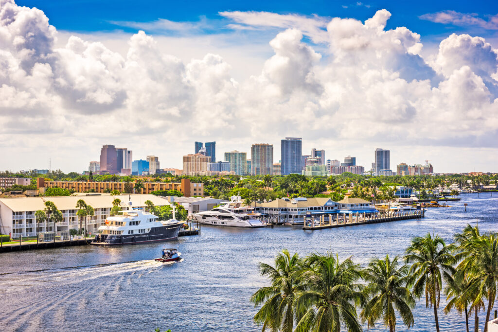 Picture of Fort Lauderdale on the water with boats and cityscape