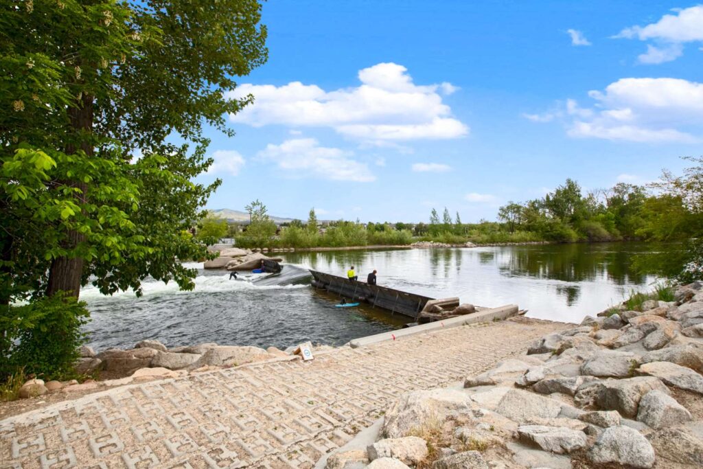 Photo of people surfing at Boise Whitewater Park