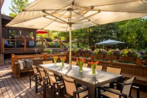 A large deck in Snowmass Aspen for bachelorette groups with a view