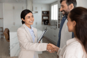 couple with property manager photo