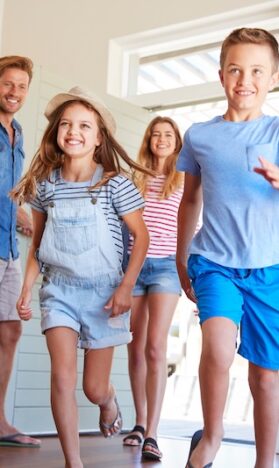 Parents and kids excited to stay at vacation rental property