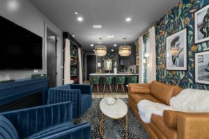 Nashville home with cool interior and green barstools