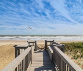 Walkway to the beach of an Oak Island vacation rental